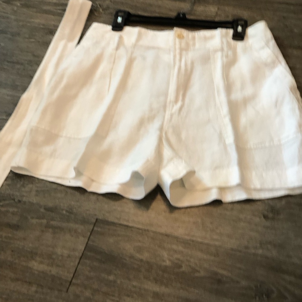 Ralph Lauren White Linen-Blend Pleated Shorts